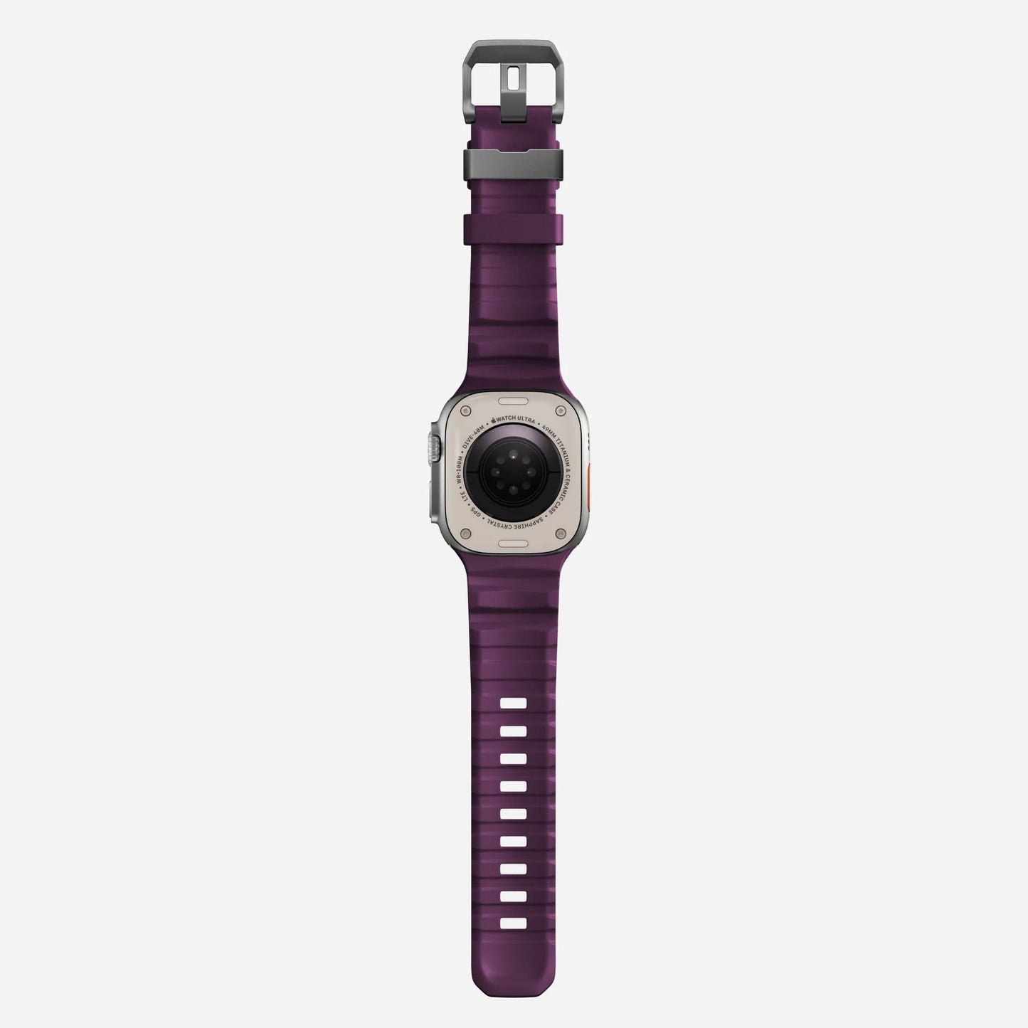 Purple colour premium silicone extra thick watch strap band designed for adventurers and mountain hiking for Apple watch series 11 size 46mm and Ultra 3