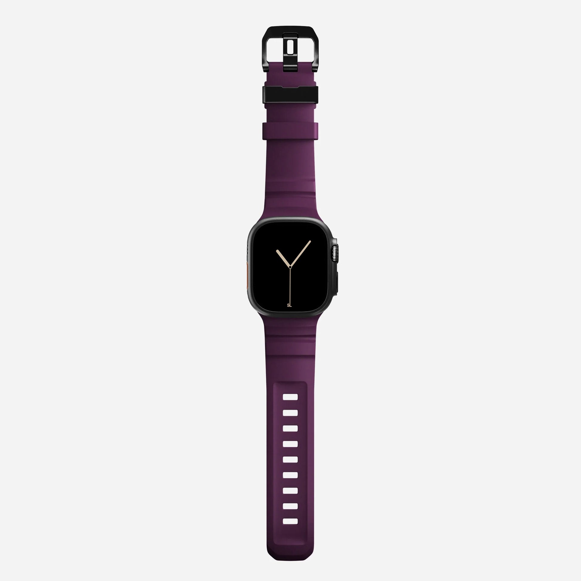 Purple colour premium silicone extra thick watch strap band designed for adventurers and mountain hiking for Apple watch series 11 size 46mm and Ultra 3