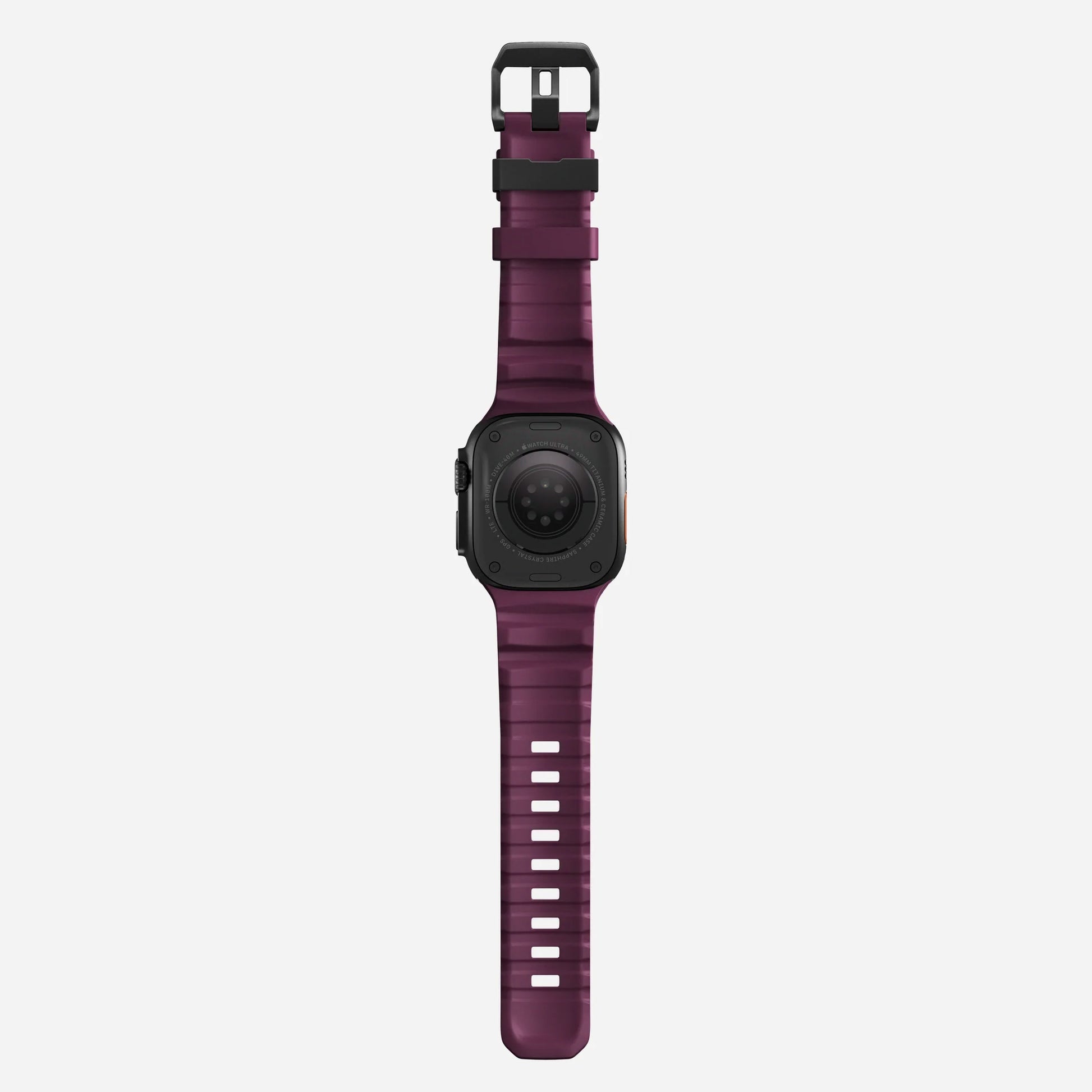 Purple colour premium silicone extra thick watch strap band designed for adventurers and mountain hiking for Apple watch series 11 size 46mm and Ultra 3