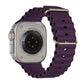 A Purple colour watch strap band made from silicone  with two metal buckles on an Apple watch series 10 42mm/ 45mm/ 46mm and ultra 2 designed for the ocean and active sports