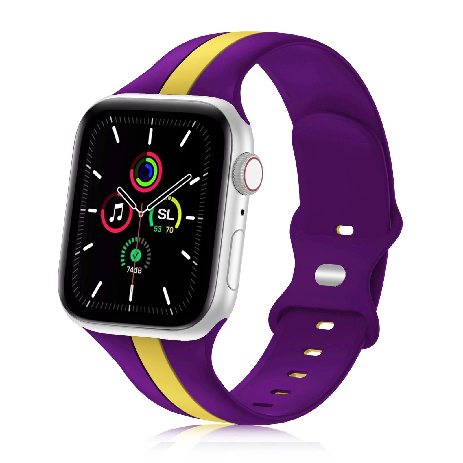 Purple Gold Yellow colour silicon sport strap for apple watch series 9 and ultra 2 perfect for the basketball fans