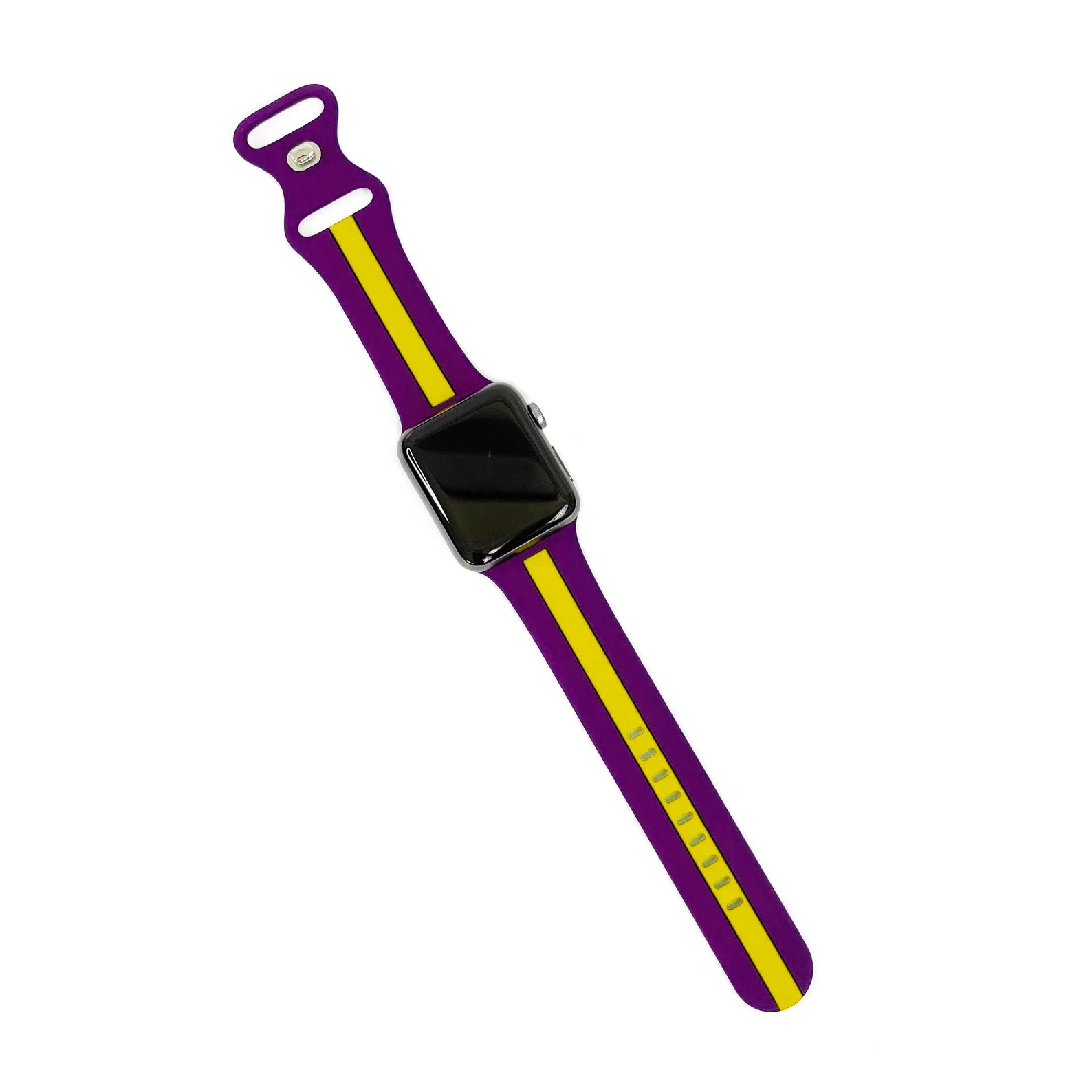 Purple Gold or Yellow colour silicon sport strap for apple watch series 9 and ultra 2 perfect for the basketball fans