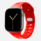 A red colour premium silicone watch strap developed for apple watch series 11 size 42mm 46mm and apple watch ultra 3, designed for active sports activities