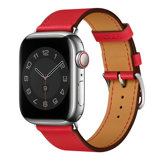 Red Single Tour Leather Strap for Apple Watch