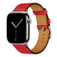 Red colour leather strap band for apple watch series 11 42mm and 46mm with a stainless steel pin and buckle