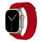 A red colour premium nylon watch strap band designed for adventurers and explorers that wear the Apple watch series 10 and Ultra 2
