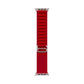 A red colour premium nylon watch strap band designed for adventurers and explorers that wear the Apple watch series 10 and Ultra 2