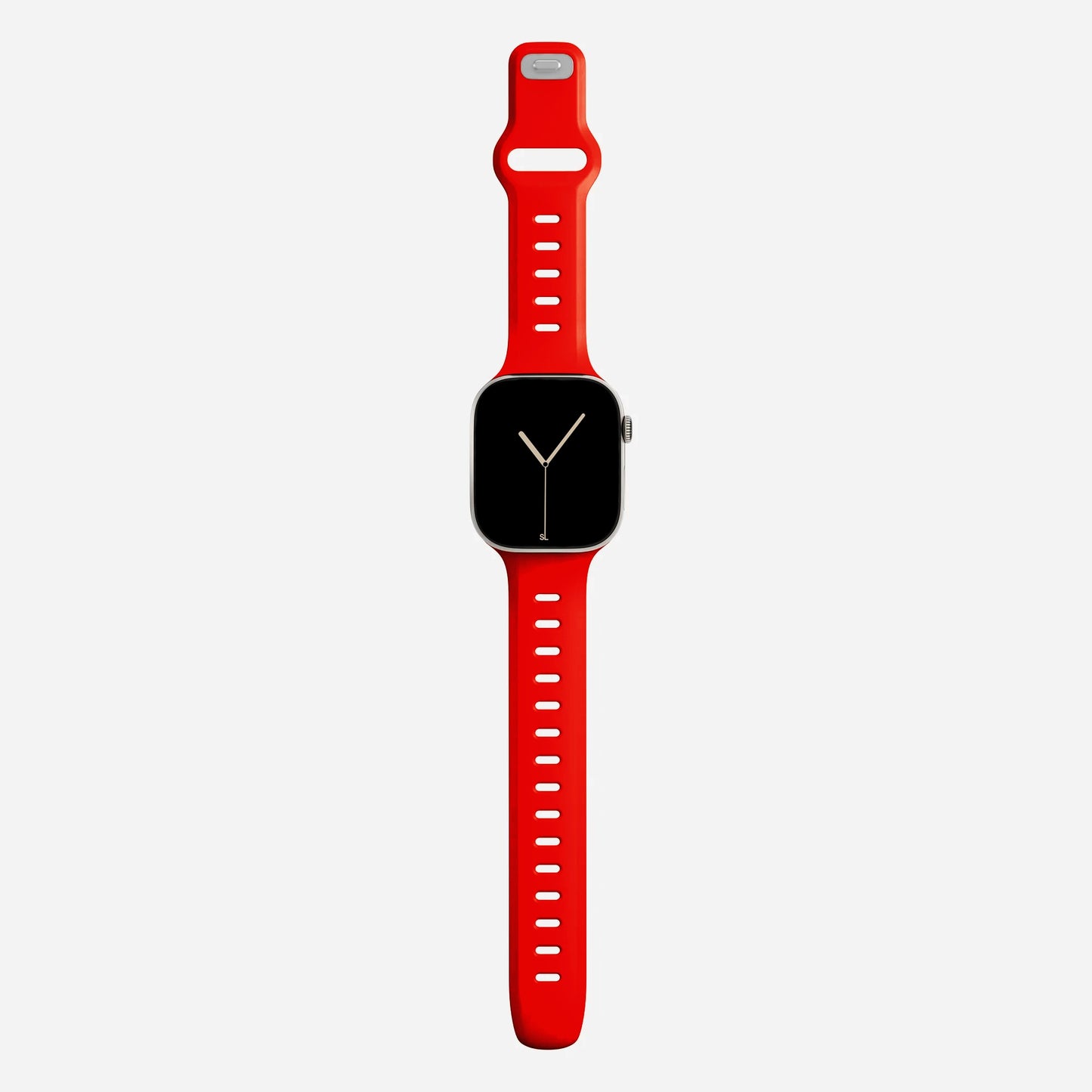 A red colour premium silicone watch strap developed for apple watch series 11 size 42mm 46mm and apple watch ultra 3, designed for active sports activities