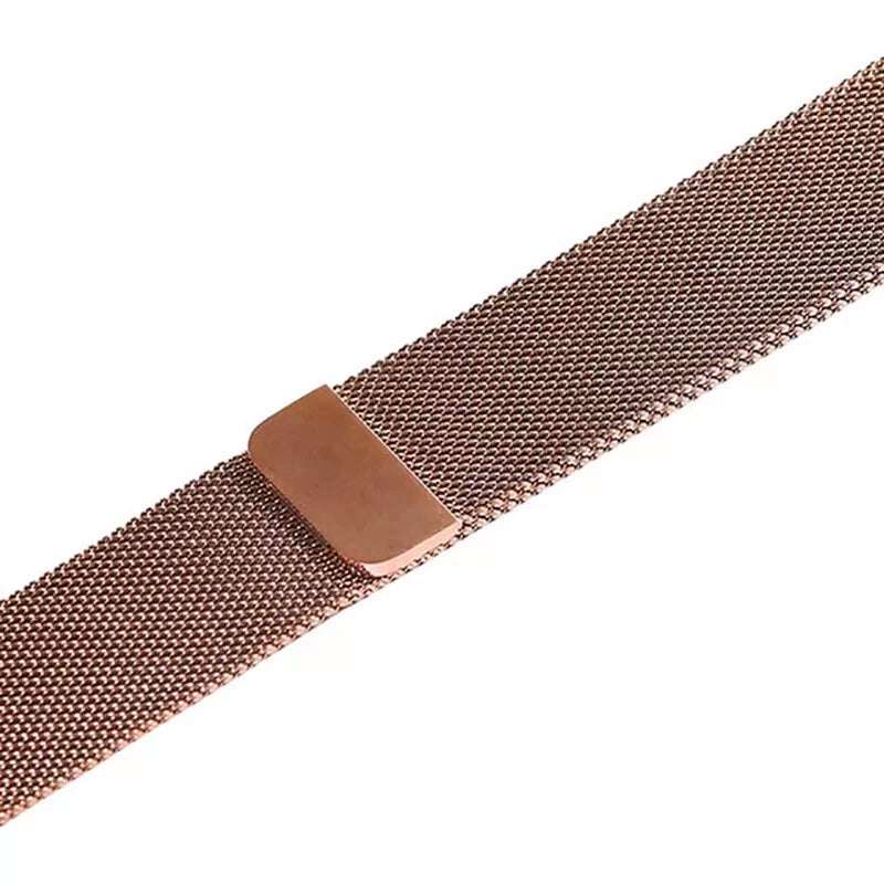 A rose copper orange red colour stainless steel milanese loop watch strap for the latest apple watch series 10 42mm 45mm 46mm and ultra