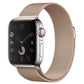 A rose gold colour stainless steel milanese loop watch strap for the latest apple watch and ultra