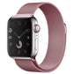 A rose pink colour stainless steel milanese loop watch strap for the latest apple watch and ultra