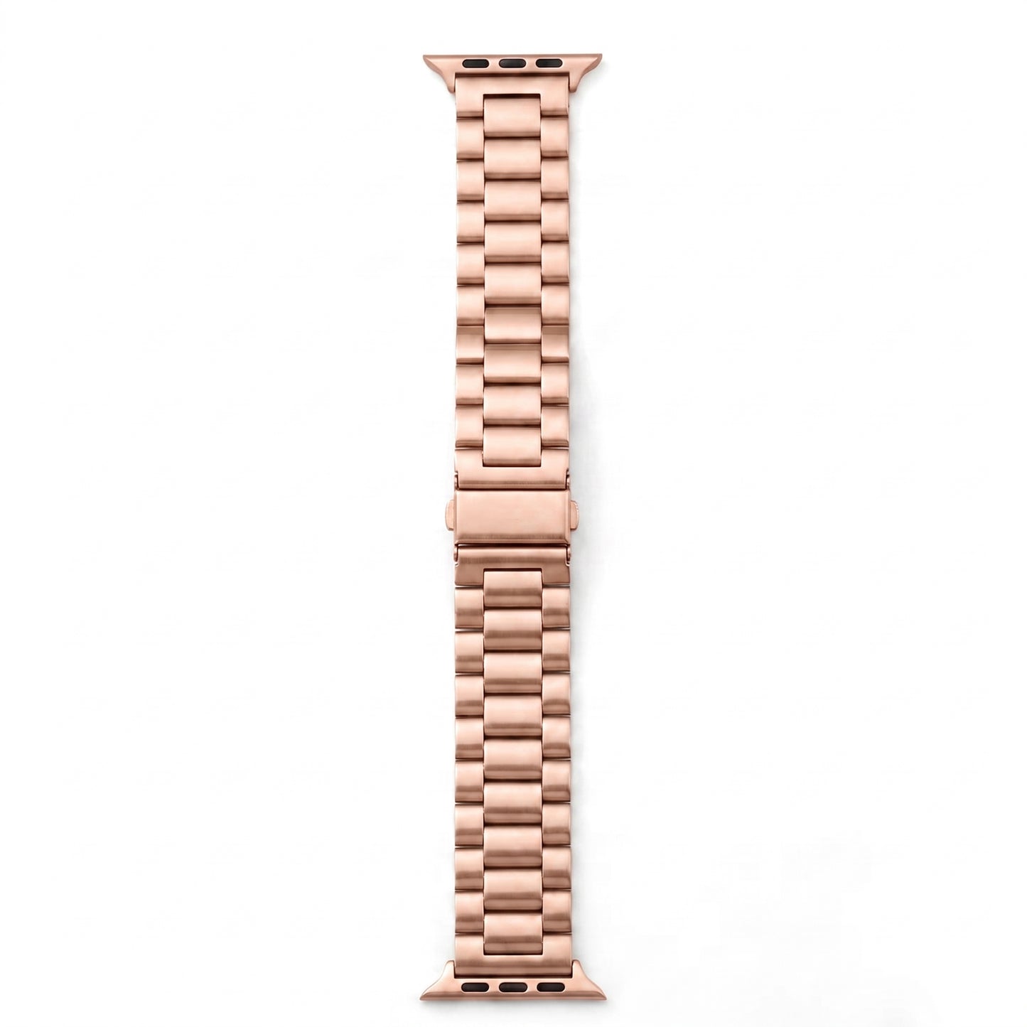 polished rose gold colour stainless steel metal tri link bracelet apple watch strap made for apple watch series 11 45mm 46mm 49mm Ultra 3