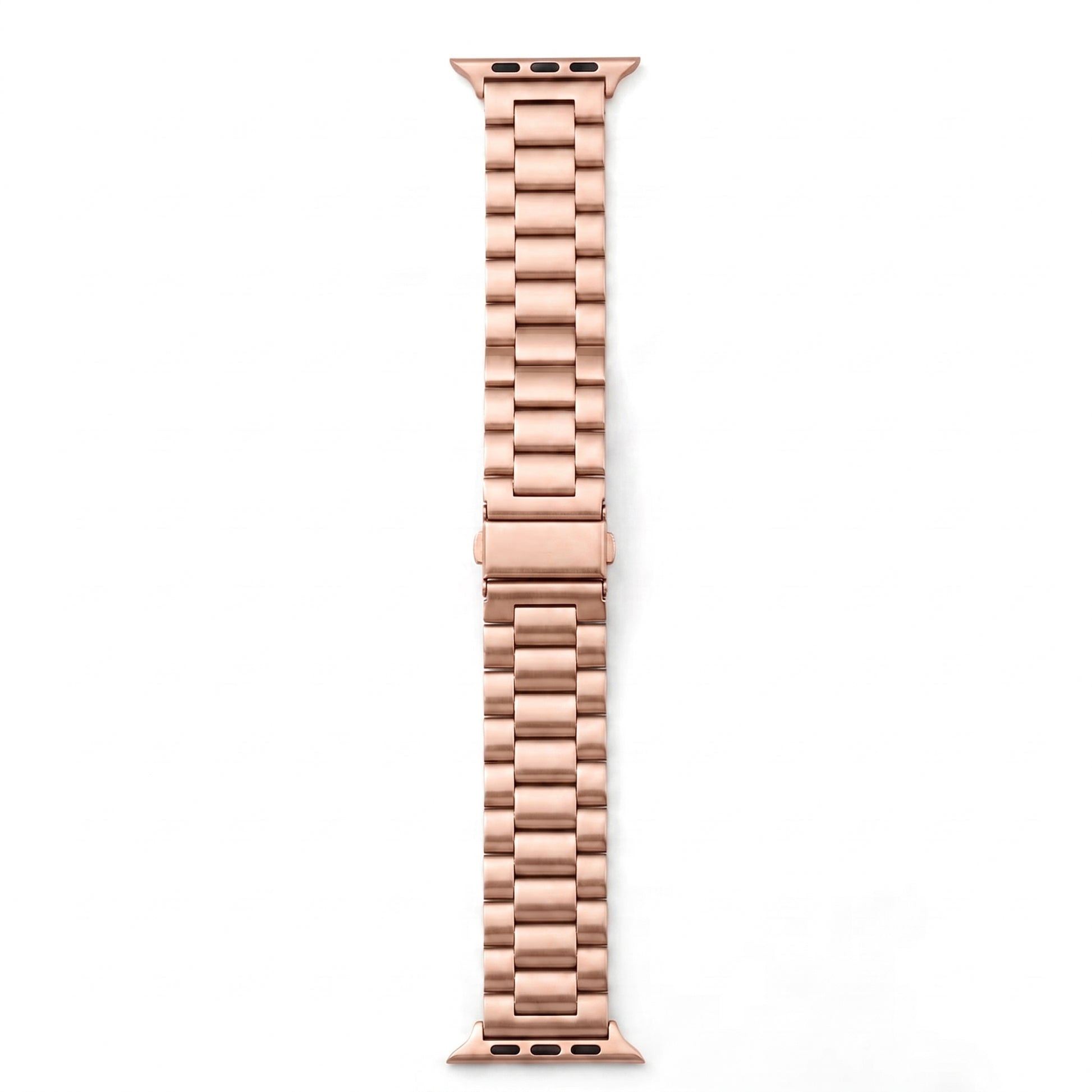 polished rose gold colour stainless steel metal tri link bracelet apple watch strap made for apple watch series 11 45mm 46mm 49mm Ultra 3