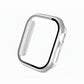 silver Colour made from polycarbonate material protector with a strong built in tempered glass screen to protect your apple watch series 11 42mm and 46mm from damage displayed on a tilted angle
