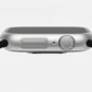 silver Colour made from polycarbonate material protector with a strong built in tempered glass screen to protect your apple watch series 11 42mm and 46mm from damage displayed on a tilted angle