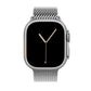 A silver colour looking watch strap band inspired by the titanium metal milanese for Apple watch series 10 and Ultra 2 42mm 45mm 46mm