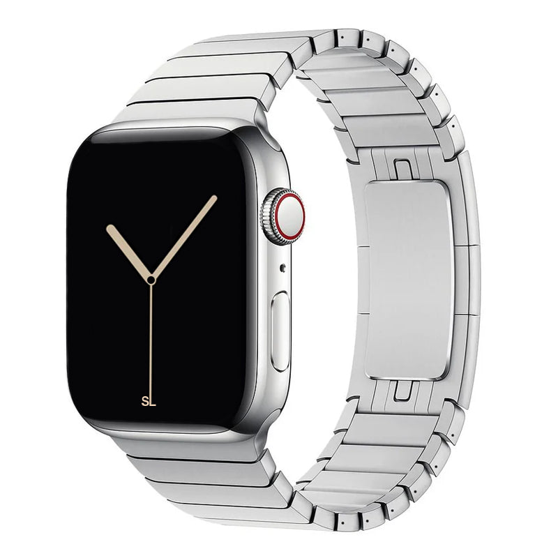 silver colour metal stainless steel link watch strap for apple watch series 10 42mm and 45mm and ultra 2