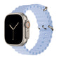 A sky blue colour watch strap band made from silicone  with two metal buckles on an Apple watch series 10 42mm/ 45mm/ 46mm and ultra 2 designed for the ocean and active sports