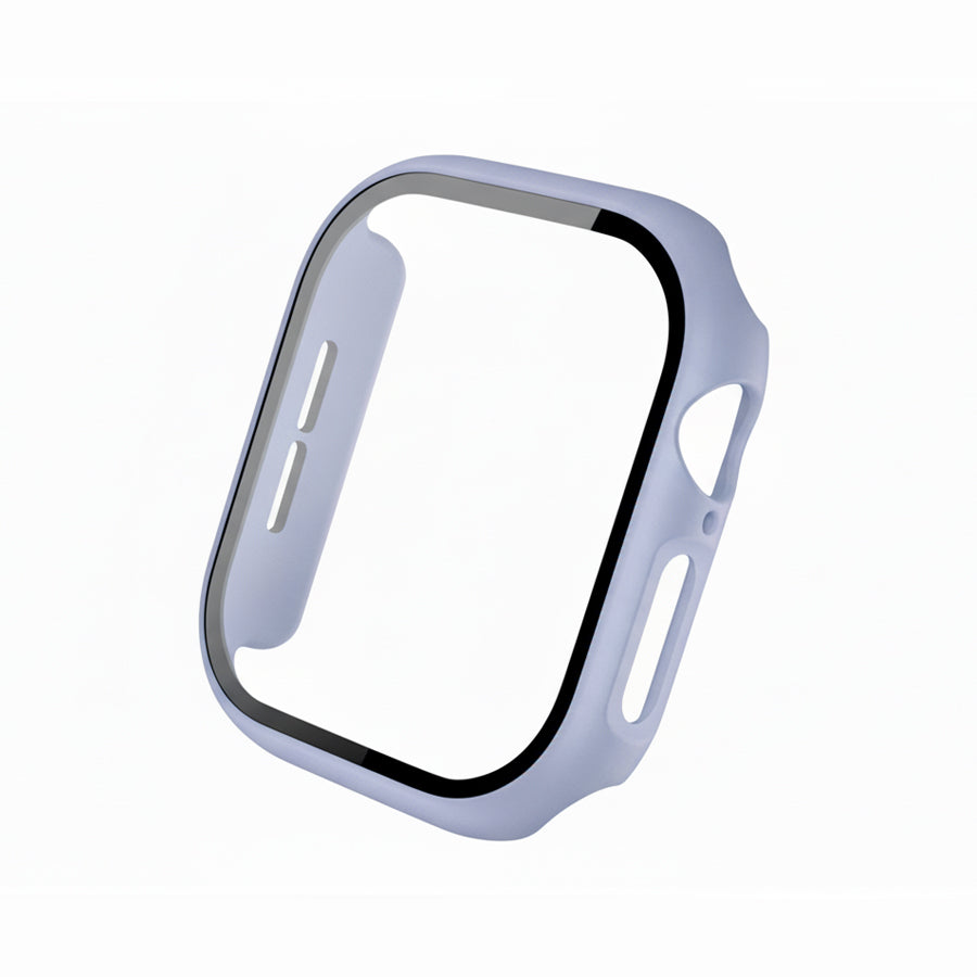 sky blue Colour made from polycarbonate material protector with a strong built in tempered glass screen to protect your apple watch series 11 42mm and 46mm from damage displayed on a tilted angle