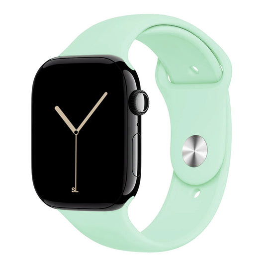 soft mint green colour silicone watch strap made for apple watch series 10 41/42/45/46mm crafted for everyday wear