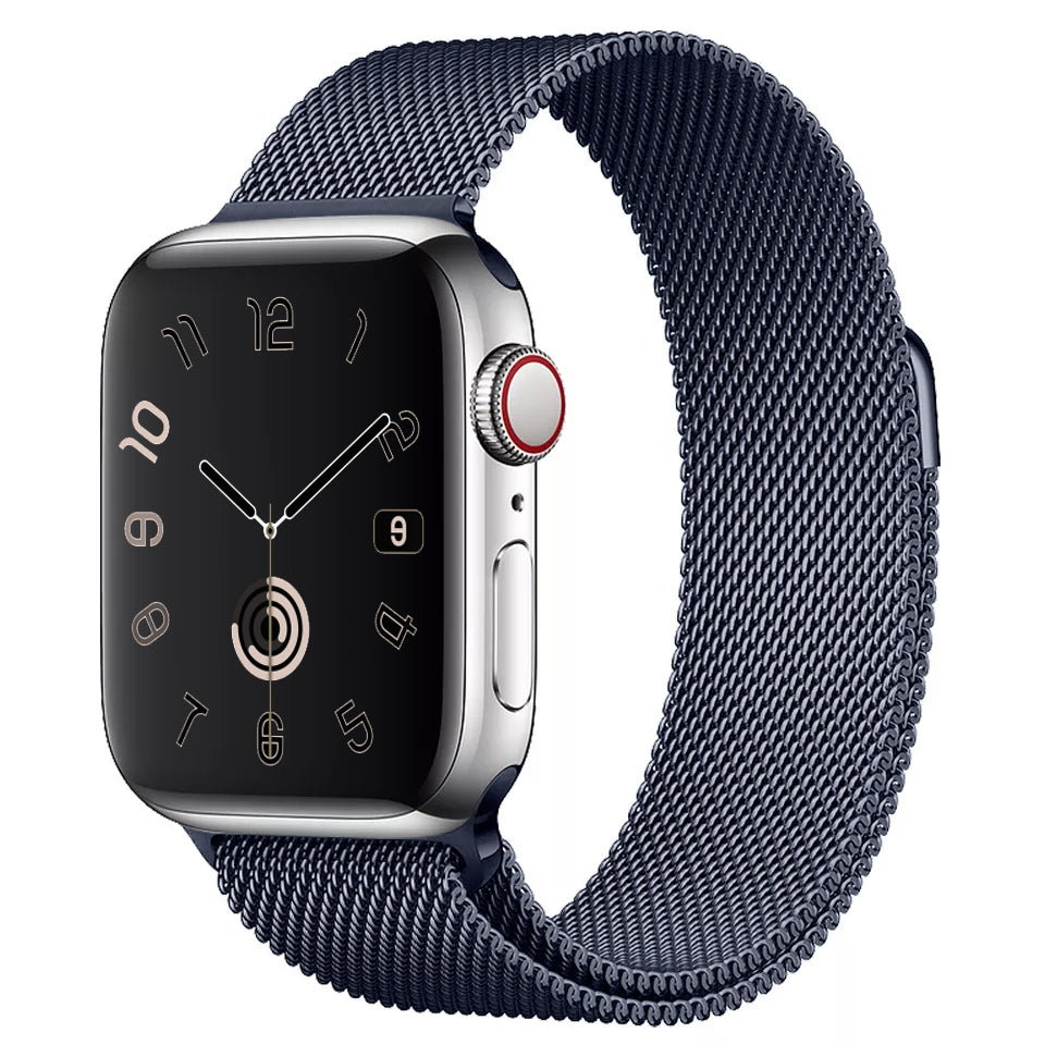 A space grey colour stainless steel milanese loop watch strap for the latest apple watch and ultra