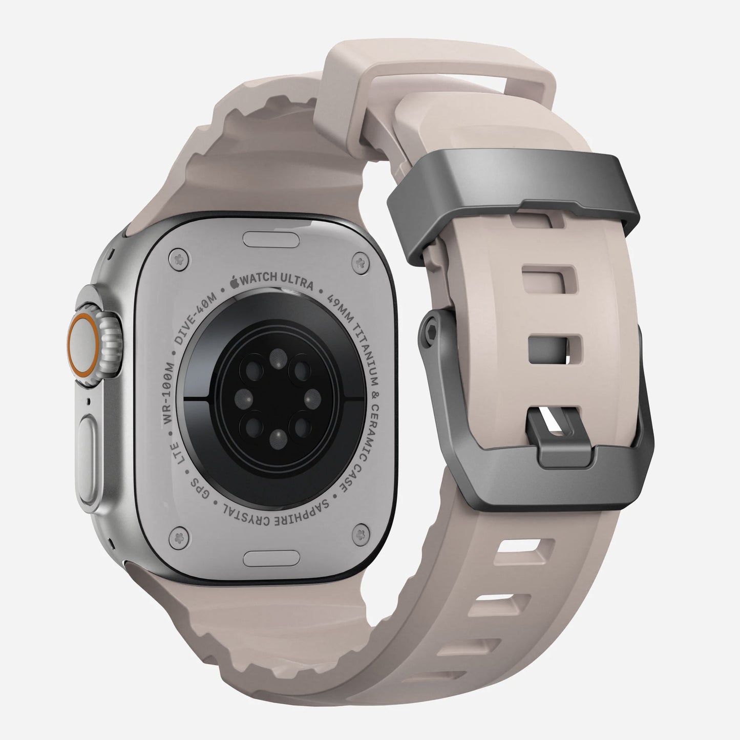 Starlight colour premium silicone extra thick watch strap band designed for adventurers and mountain hiking for Apple watch series 11 size 46mm and Ultra 3