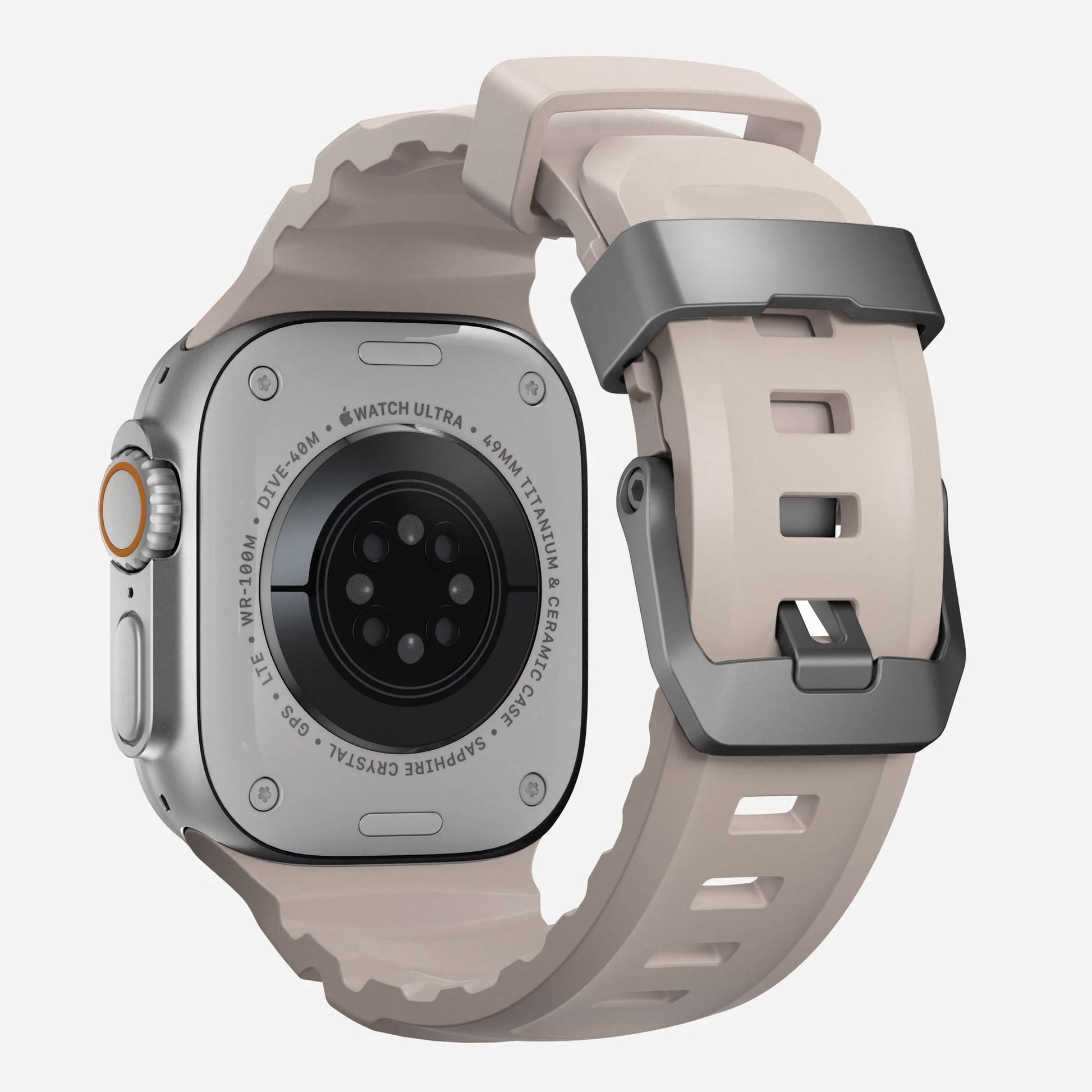 Starlight colour premium silicone extra thick watch strap band designed for adventurers and mountain hiking for Apple watch series 11 size 46mm and Ultra 3