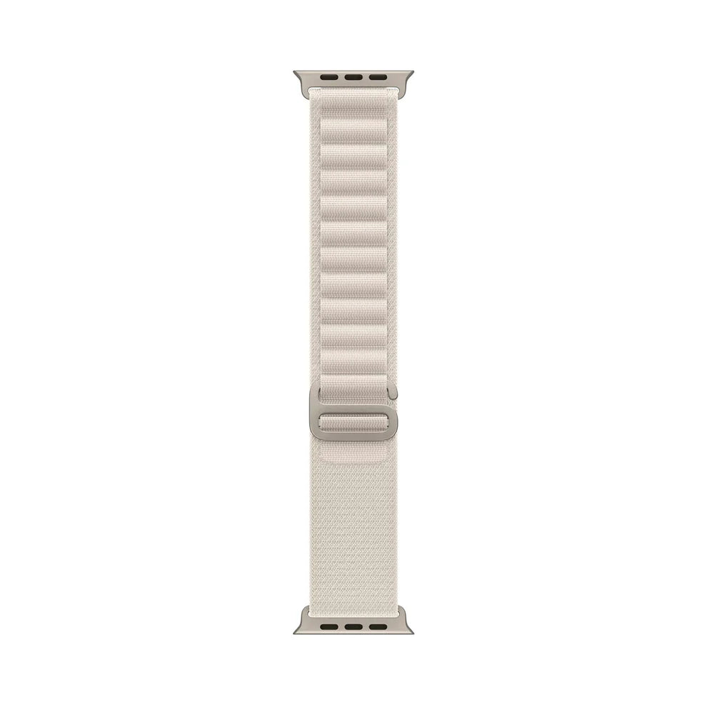 A starlight colour premium nylon watch strap band designed for adventurers and explorers that wear the Apple watch series 10 and Ultra 2