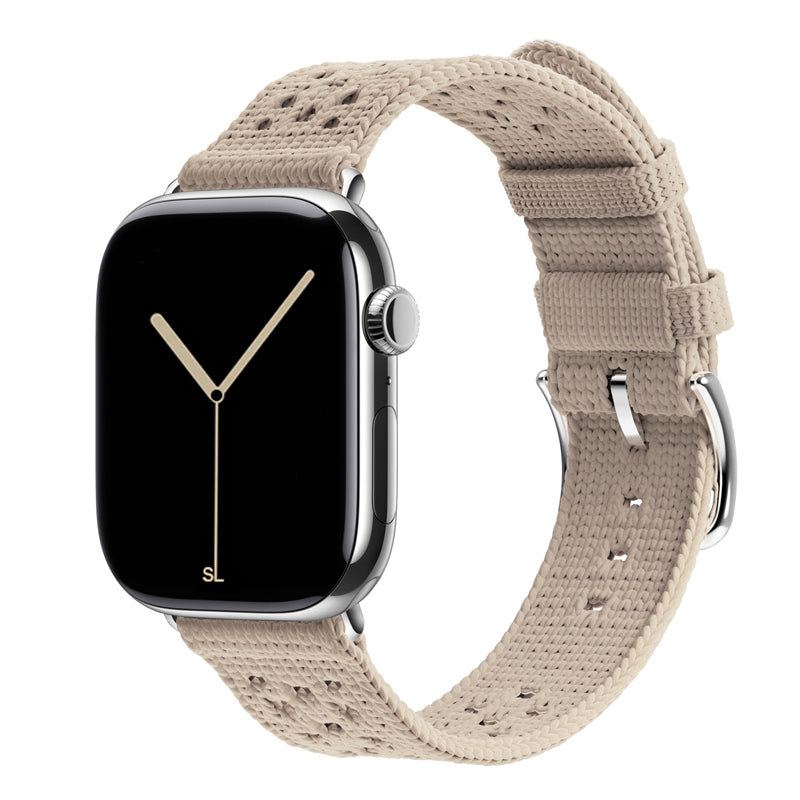 starlight colour knitted tricot nylon yarn fabric watch strap for apple watch series 11 42mm , 45mm, 46mm and ultra series