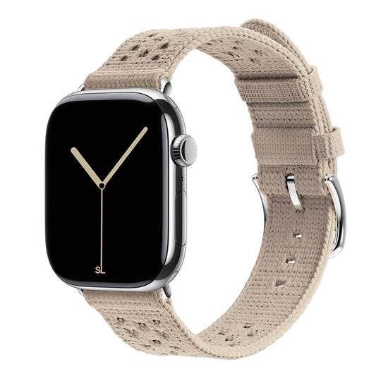 starlight colour knitted tricot nylon yarn fabric watch strap for apple watch series 11 42mm , 45mm, 46mm and ultra series