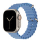 A storm blue colour watch strap band made from silicone  with two metal buckles on an Apple watch series 10 42mm/ 45mm/ 46mm and ultra 2 designed for the ocean and active sports