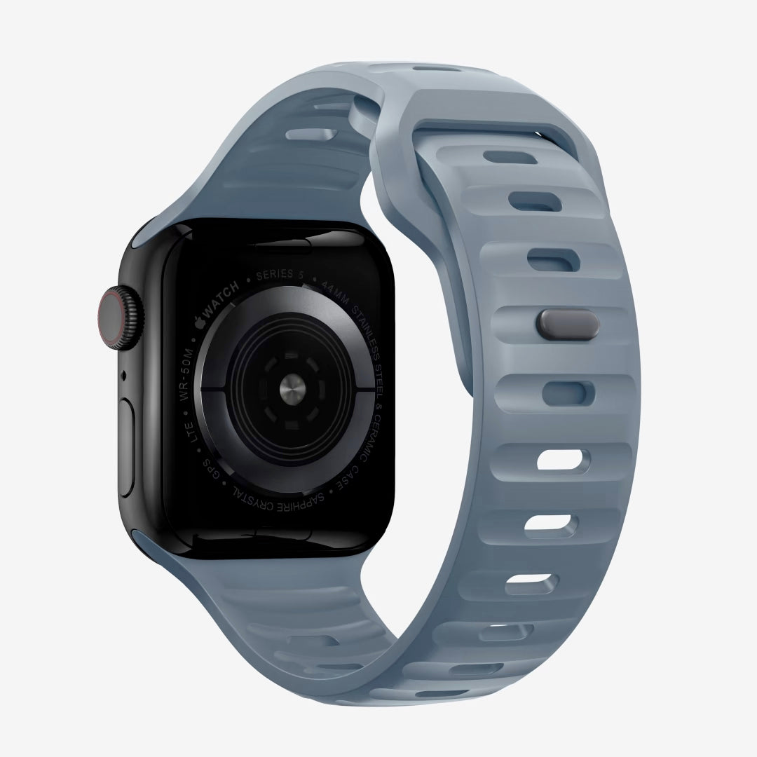 A storm blue colour silicone watch strap for apple watch series 11 and ultra 3 designed for sports and active activities 