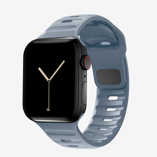 A storm blue colour silicone watch strap for apple watch series 11 and ultra 3 designed for sports and active activities 