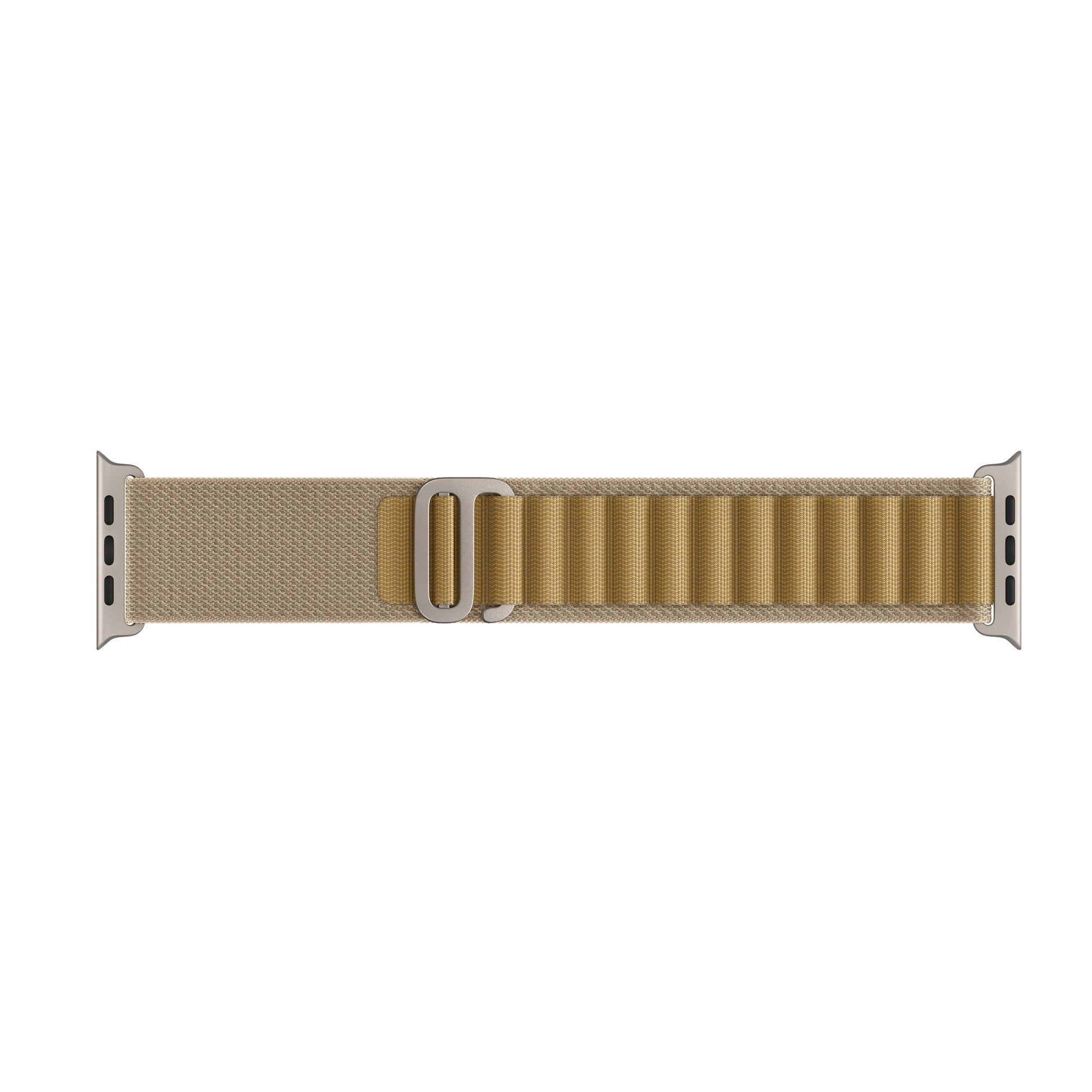 A tan colour premium nylon watch strap band designed for adventurers and explorers that wear the Apple watch series 10 and Ultra 2