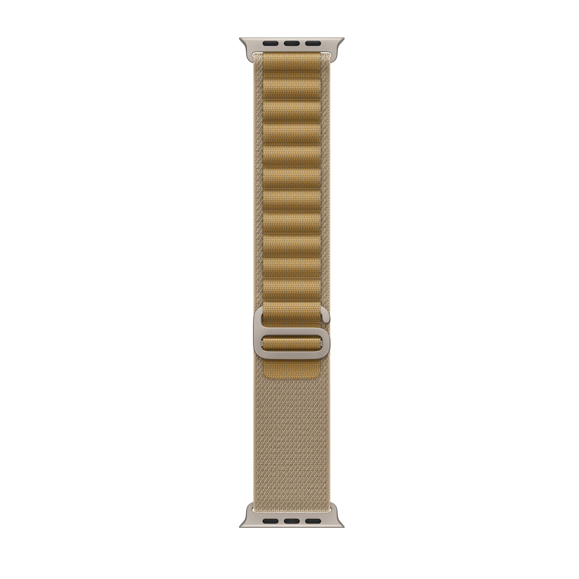 A tan colour premium nylon watch strap band designed for adventurers and explorers that wear the Apple watch series 10 and Ultra 2