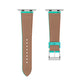 A set of teal coloured Saffiano leather pattern handcrafted for apple watch series 10 45mm and 46mm  made for people to wear to work or to fancy event