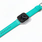 A set of turquoise coloured Saffiano leather pattern handcrafted for apple watch series 11 45mm and 46mm  made for people to wear to work or to fancy event