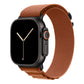 A terra cotta brown colour with black matte buckle premium nylon watch strap band designed for adventurers and alpine explorers that wear the Apple watch series 11 and Ultra 3 45mm 46mm 49mm