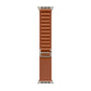 A terra cotta brown colour with titanium matte buckle premium nylon watch strap band designed for adventurers and alpine explorers that wear the Apple watch series 11 and Ultra 3 45mm 46mm 49mm