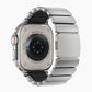 A black colour brushed titanium metal with silicone rubber hybrid strap on an Apple watch series 11 and ultra 3 42mm 45mm 46mm 49mm built with magnetic clasps