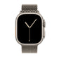 A titanium colour looking watch strap band inspired by the titanium metal milanese for Apple watch series 10 and Ultra 2