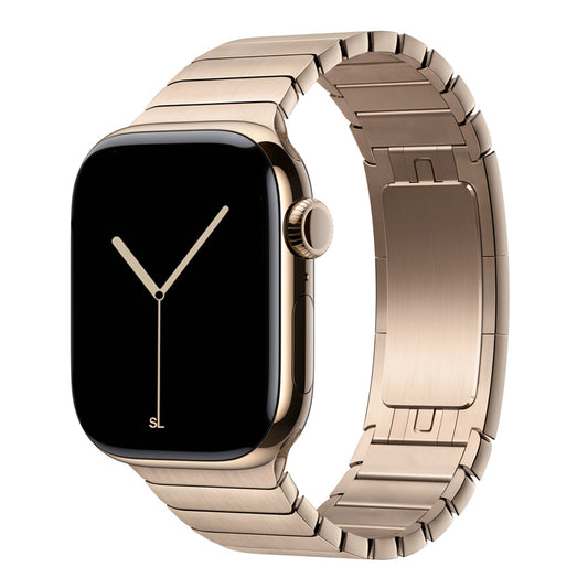 vintage gold metal stainless steel link watch strap for apple watch series 10 42mm and 45mm and ultra 2