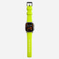 New volt yellow silicone with metal connectors, pin and buckle watch strap with compression grooves designed for apple watch series 10 45mm and ultra 2 side angle