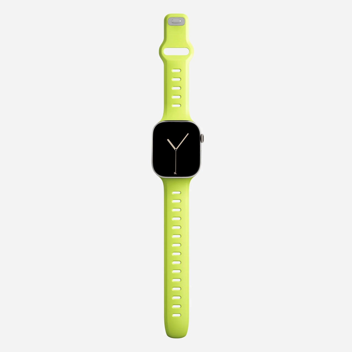 A volt yellow colour premium silicone watch strap developed for apple watch series 11 size 42mm 46mm and apple watch ultra 3, designed for active sports activities