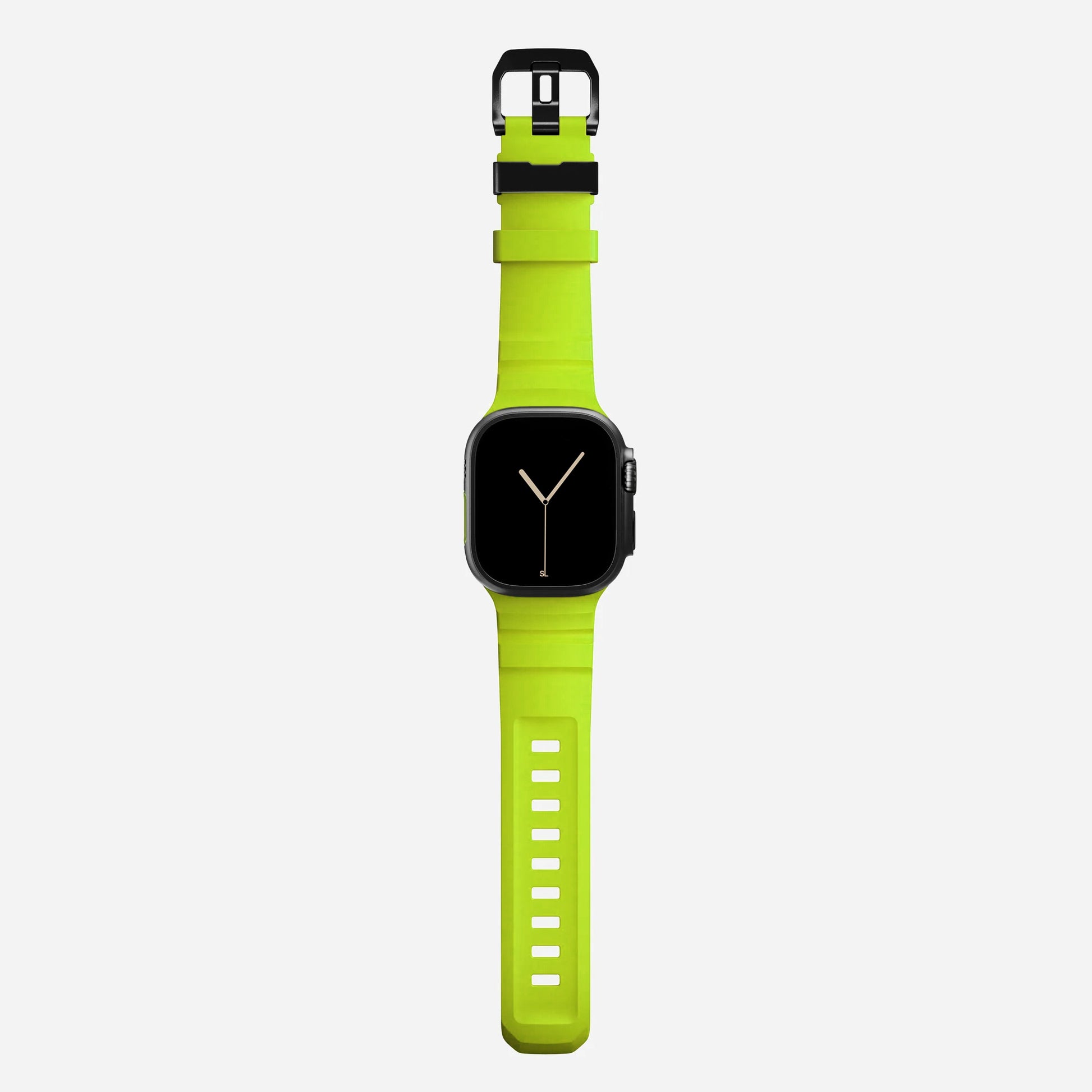 Volt Yellow colour premium silicone extra thick watch strap band designed for adventurers and mountain hiking for Apple watch series 11 size 46mm and Ultra 3 49mm