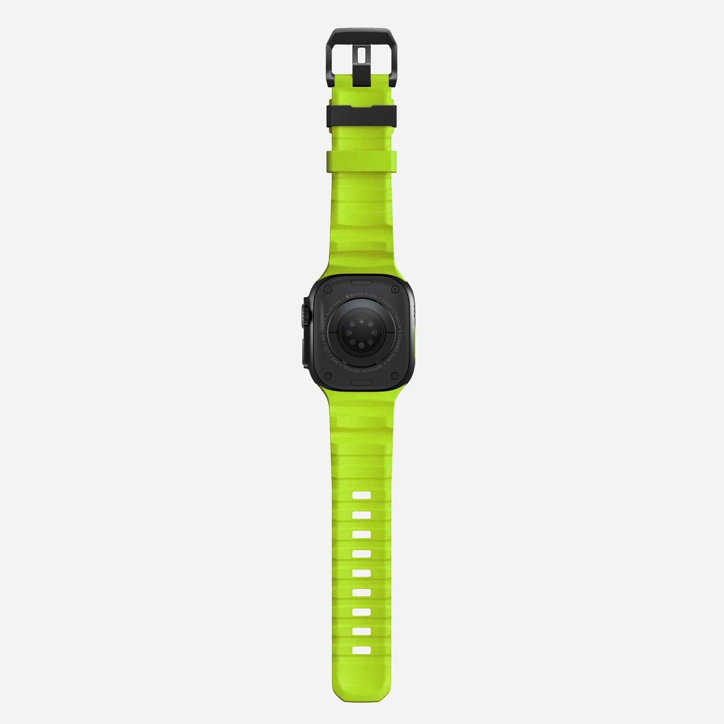 Volt Yellow colour premium silicone extra thick watch strap band designed for adventurers and mountain hiking for Apple watch series 11 size 46mm and Ultra 3 49mm