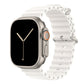 A white colour watch strap band made from silicone  with two metal buckles on an Apple watch series 10 42mm/ 45mm/ 46mm and ultra 2 designed for the ocean and active sports