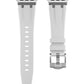 Premium White colour rubber with stainless steel metal connectors and buckles for Apple Watch Series 9 45mm and Ultra 2 49mm
