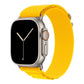 A yellow colour premium nylon watch strap band designed for adventurers and explorers that wear the Apple watch series 10 and Ultra 2 45mm 49mm