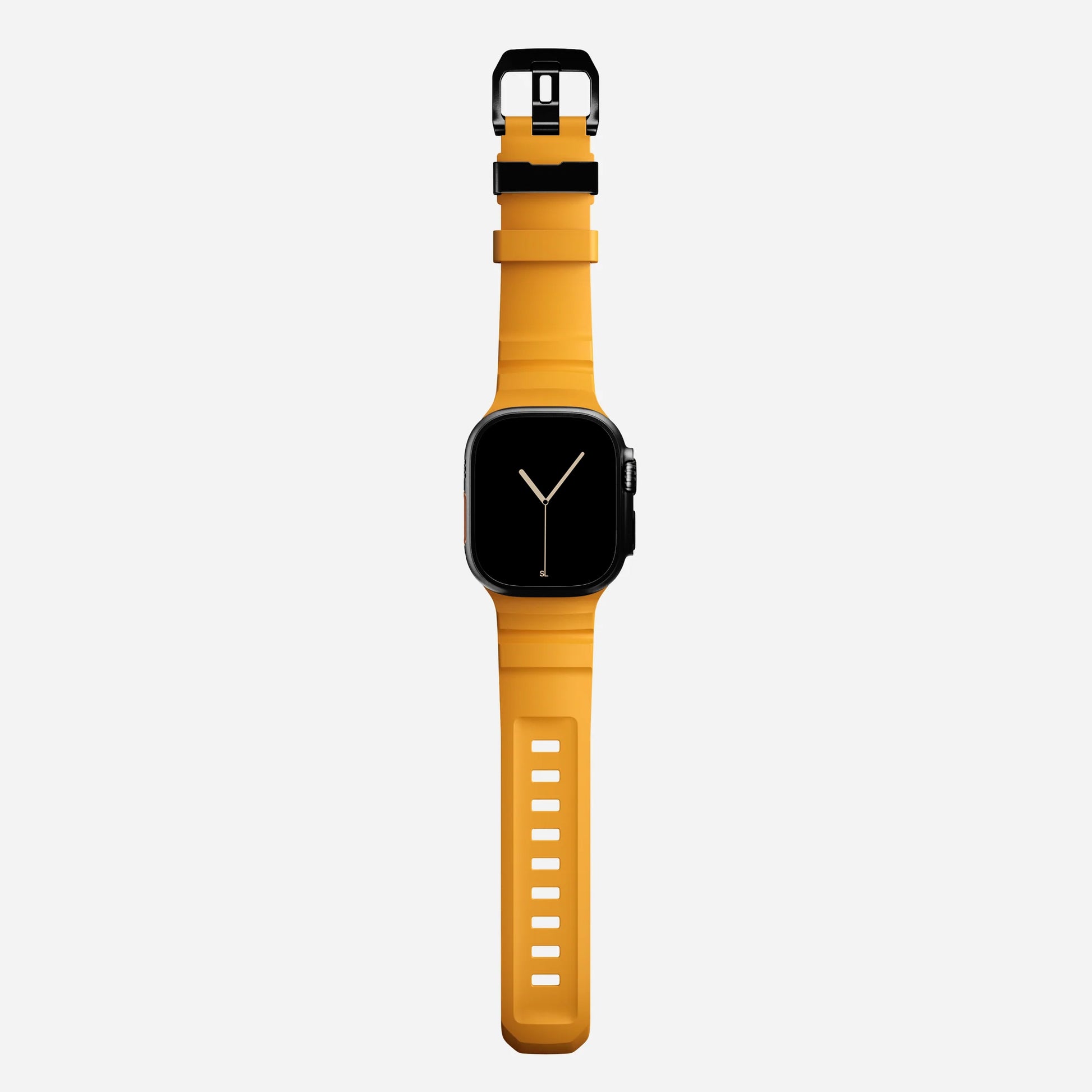 Yellow colour premium silicone extra thick watch strap band designed for adventurers and mountain hiking for Apple watch series 11 size 46mm and Ultra 3 49mm